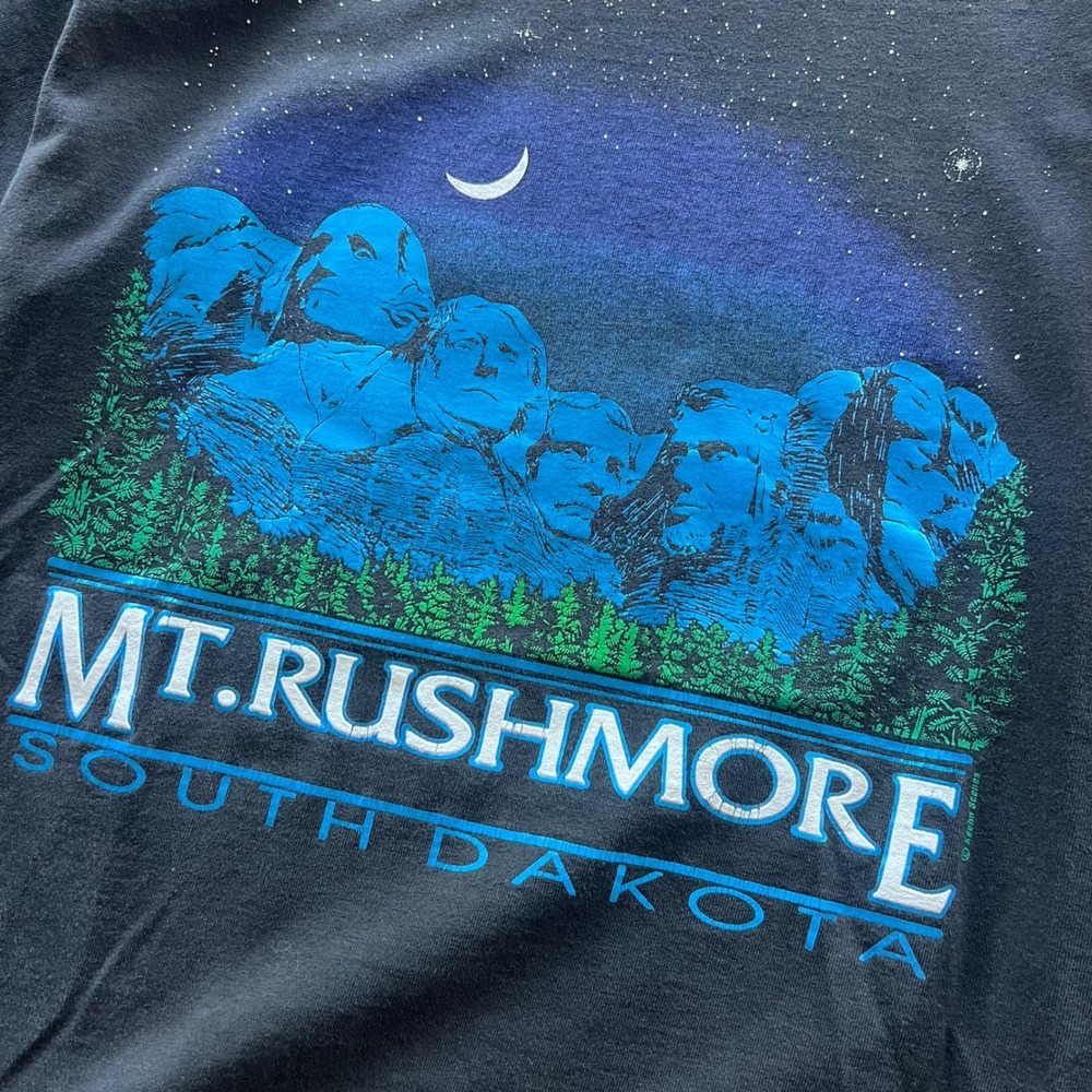 Vintage Mt Rushmore T-Shirt Mens Medium Black Graphic South Dakota Souvenir Tee - Picture 2 of 6